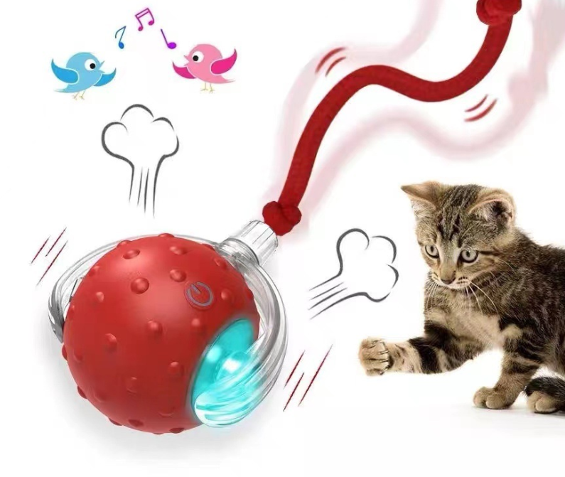 Cat Toy Gravity Intelligent Red Rope Rolling Ball