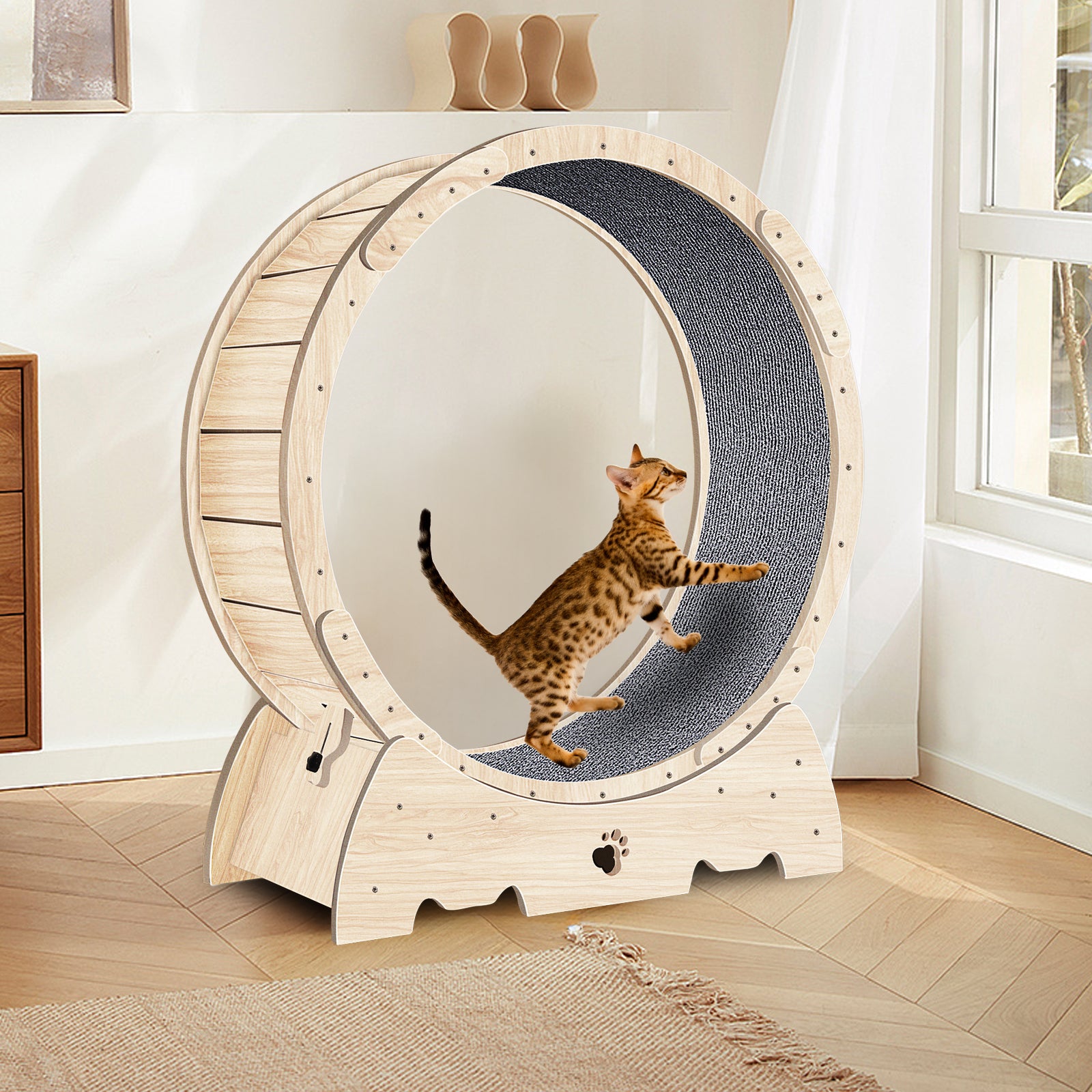 Cat Exercise Wheel 37" Natural Wood