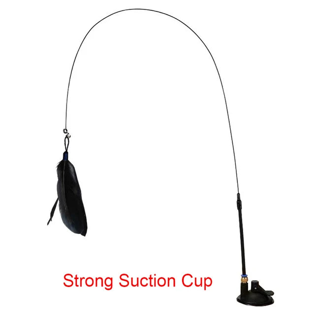 Cat Toy Teasing Stick with Feathers & Bell