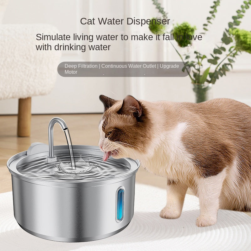 4L Stainless Steel Pet Water Dispenser with LED
