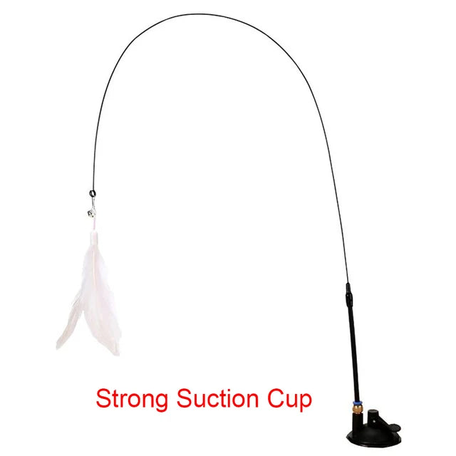 Cat Toy Teasing Stick with Feathers & Bell