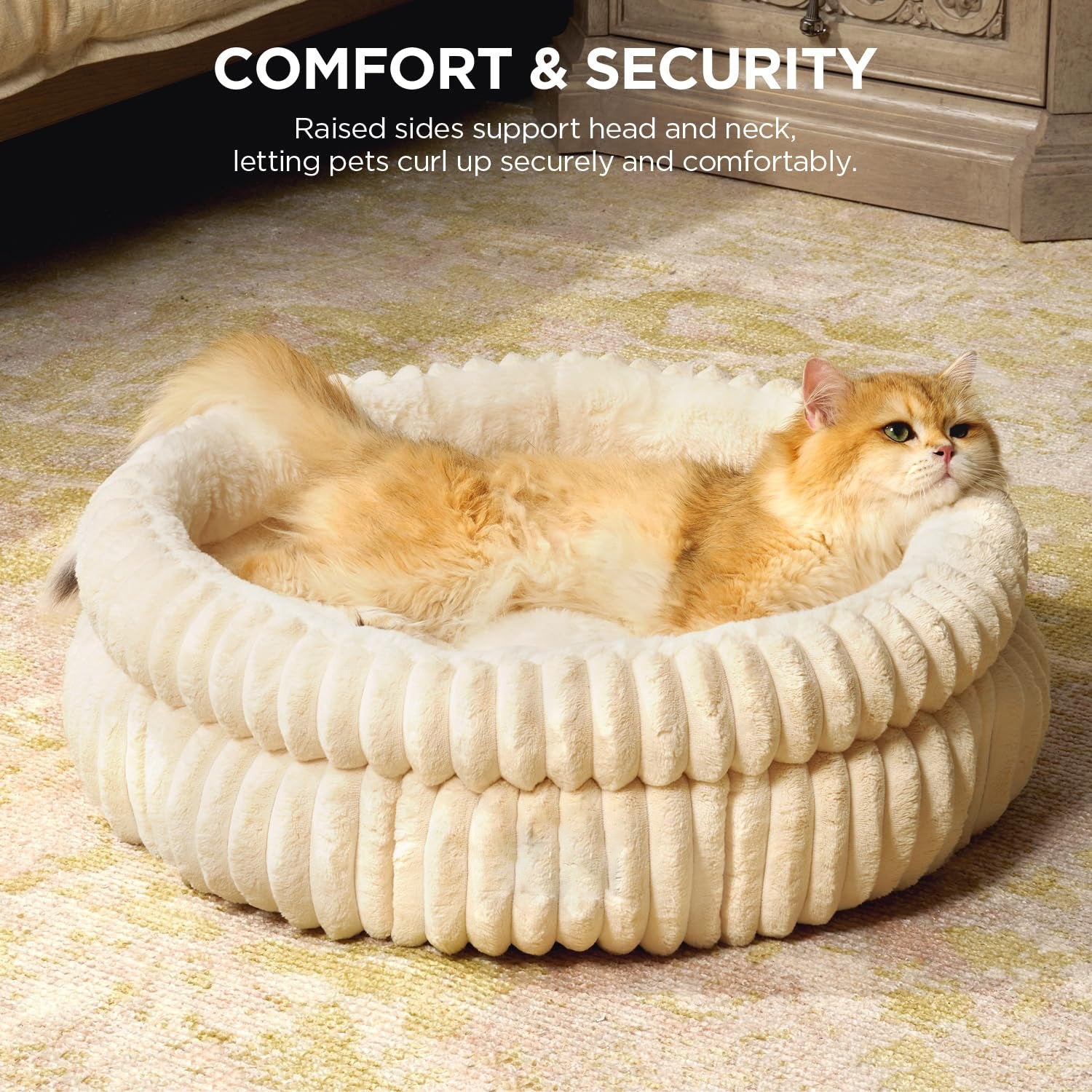 High-Quality Rabbit Fur Round Pet Bed