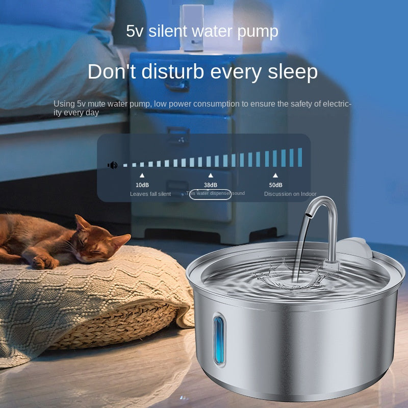 4L Stainless Steel Pet Water Dispenser with LED