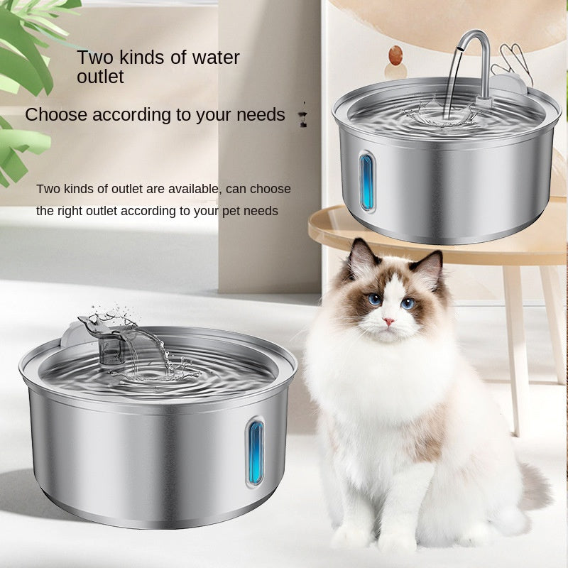 4L Stainless Steel Pet Water Dispenser with LED