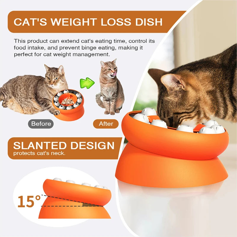 Cat Bowl Puzzle Slow Feeder with Slanted Design