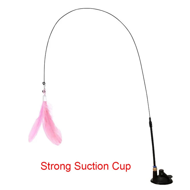 Cat Toy Teasing Stick with Feathers & Bell