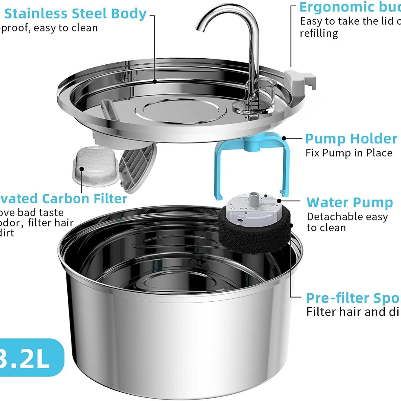 3.2L Stainless Steel Faucet Water Dispenser