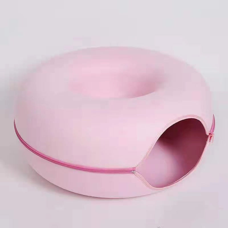 Felt Donut Cat Bed with Zipper Cat Tunnel