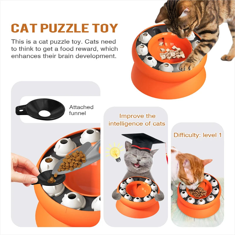 Cat Bowl Puzzle Slow Feeder with Slanted Design